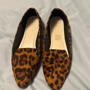 SHEIN Leopard Print Pointed Toe Flats in Brown and Black